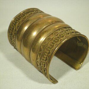 Vintage Brass Tribal-Style 3 1/2 Inch Cuff Bracelet